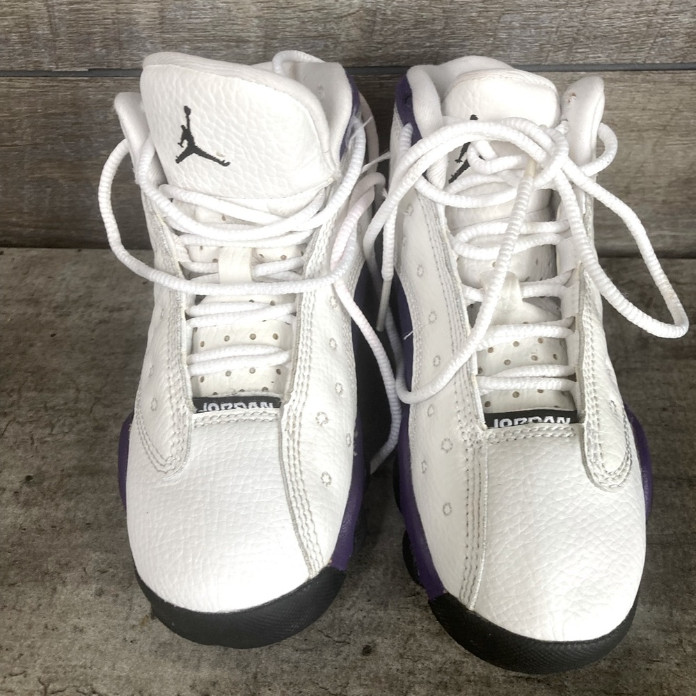 Kids air Jordan’s retro 13 white and purple
